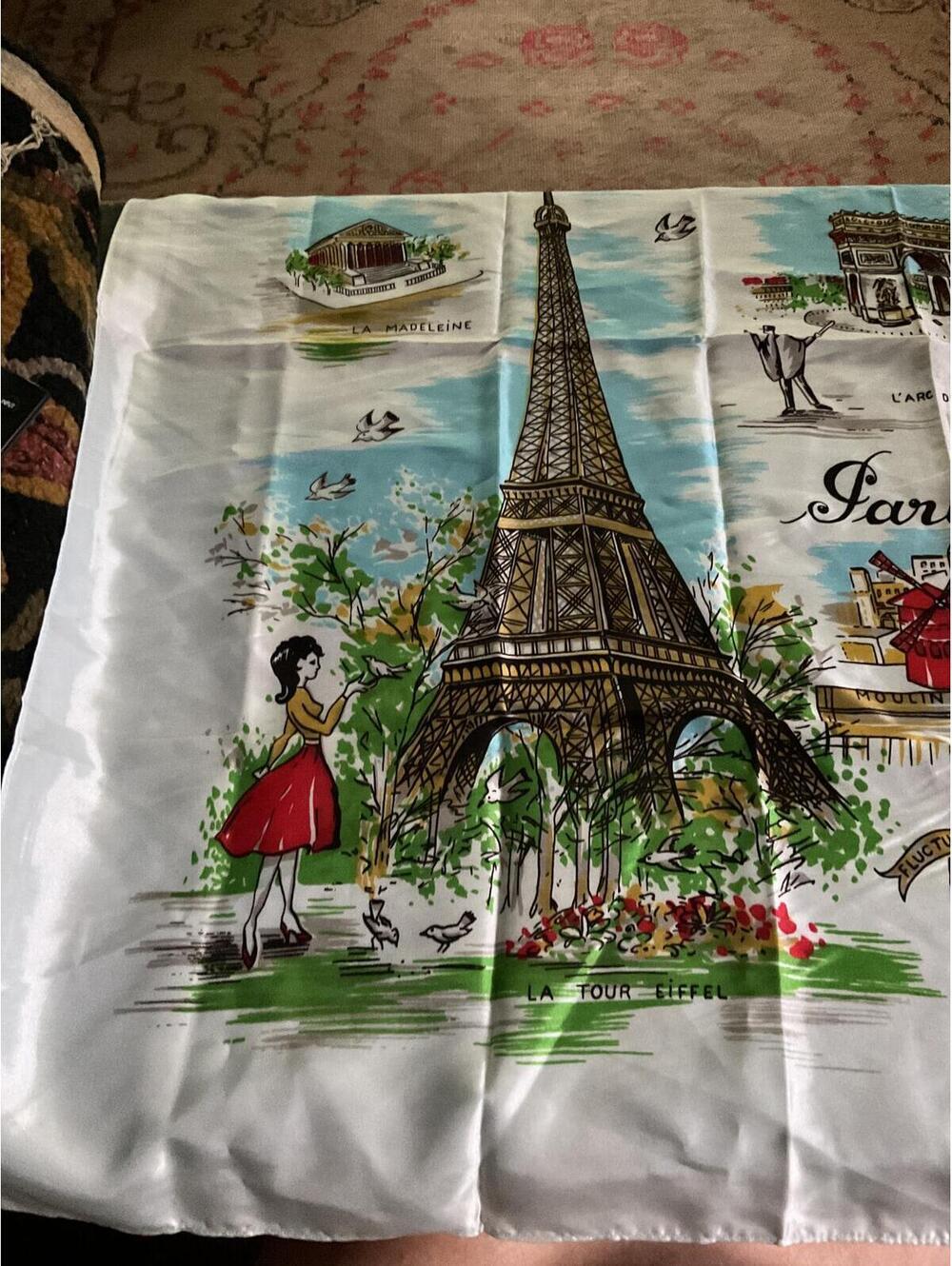 Made in France Paris Souvenir Scarf with Eiffel Tower Print